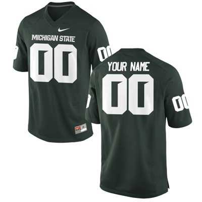 Men%27s Michigan State Spartans Customized Replica Football Jersey - 2015 Green